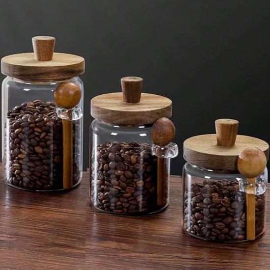Large Glass Jar with Wooden Spoon